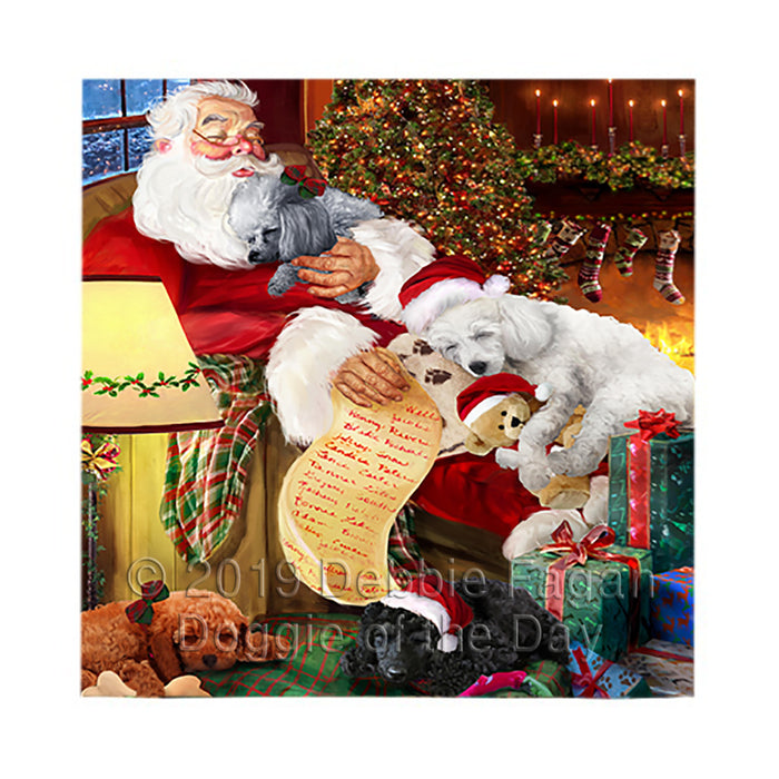 Santa Sleeping with Poodle Dogs Square Towel 