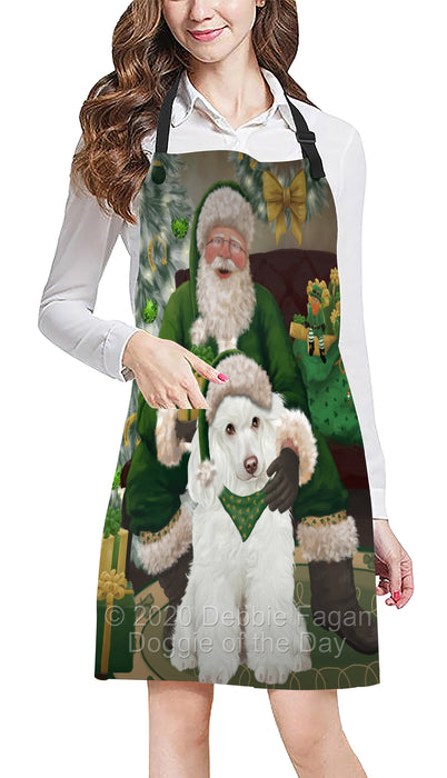 Christmas Irish Santa with Gift and Poodle Dog Apron Apron-48330