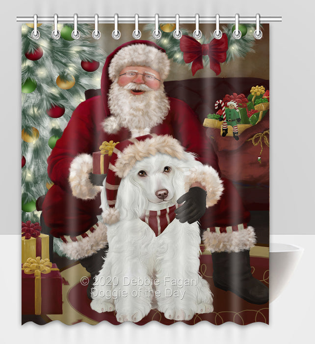Santa's Christmas Surprise Poodle Dog Shower Curtain Bathroom Accessories Decor Bath Tub Screens SC263
