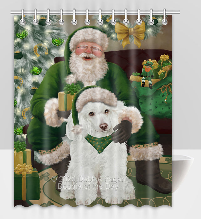 Christmas Irish Santa with Gift and Poodle Dog Shower Curtain Bathroom Accessories Decor Bath Tub Screens SC164