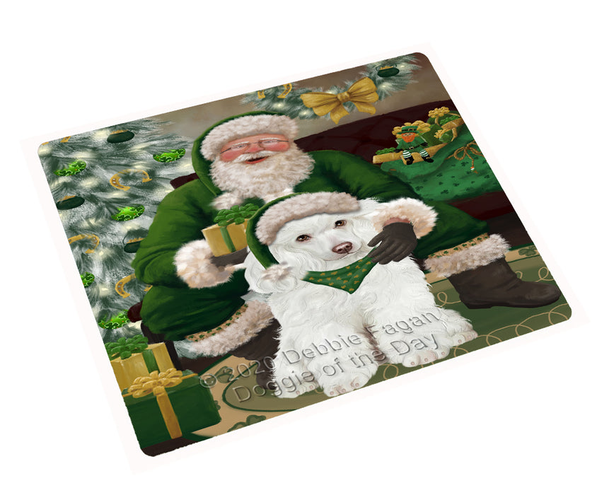 Christmas Irish Santa with Gift and Poodle Dog Cutting Board - Easy Grip Non-Slip Dishwasher Safe Chopping Board Vegetables C78415