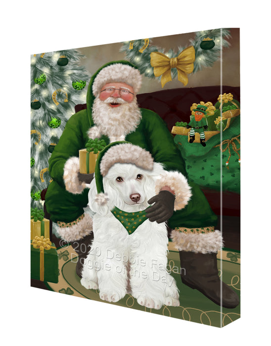 Christmas Irish Santa with Gift and Poodle Dog Canvas Print Wall Art Décor CVS147932