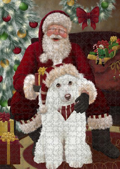 Santa's Christmas Surprise Poodle Dog Puzzle with Photo Tin PUZL100912