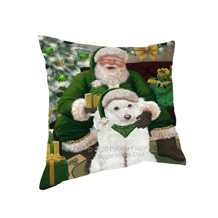 Christmas Irish Santa with Gift and Poodle Dog Pillow PIL86900