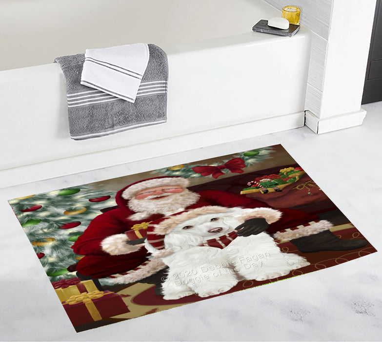 Santa's Christmas Surprise Poodle Dog Bathroom Rugs with Non Slip Soft Bath Mat for Tub BRUG55570