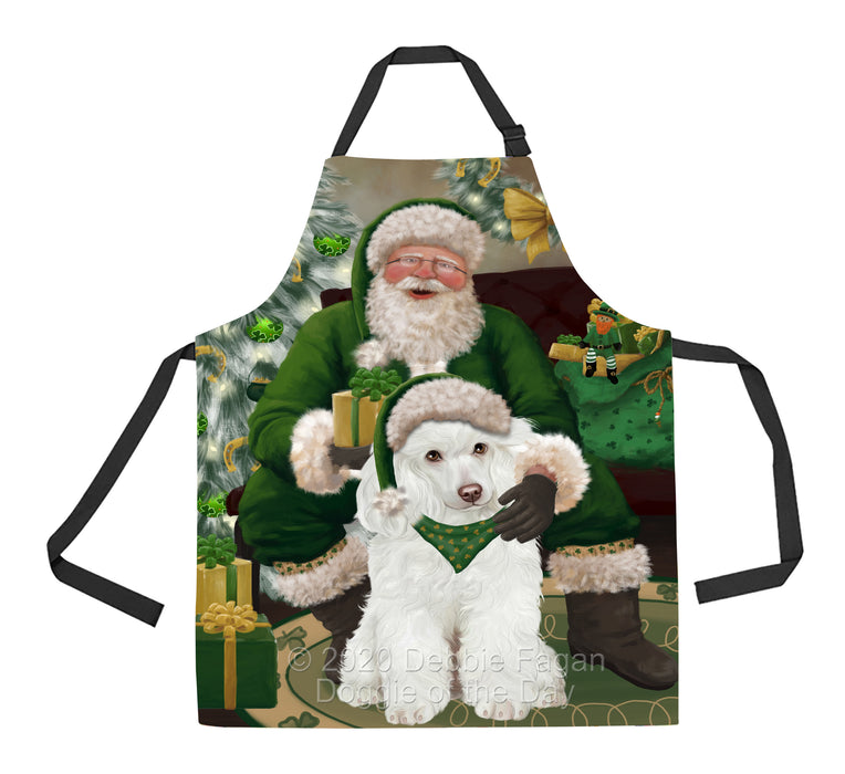 Christmas Irish Santa with Gift and Poodle Dog Apron Apron-48330
