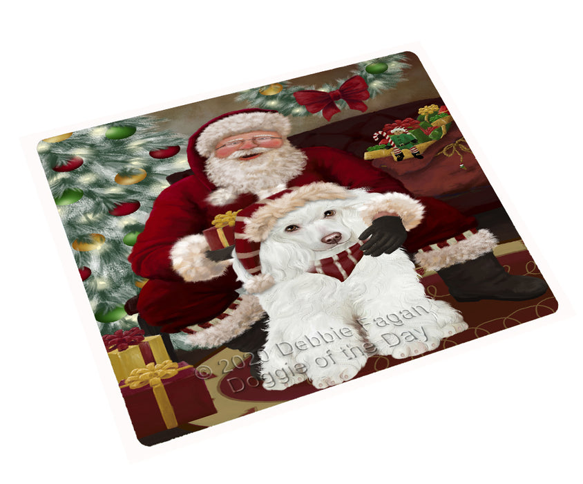 Santa's Christmas Surprise Poodle Dog Cutting Board - Easy Grip Non-Slip Dishwasher Safe Chopping Board Vegetables C78712