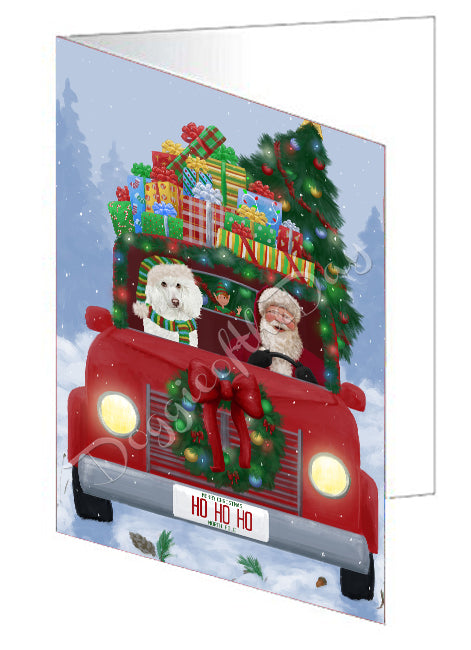Christmas Honk Honk Red Truck Here Comes with Santa and Poodle Dog Handmade Artwork Assorted Pets Greeting Cards and Note Cards with Envelopes for All Occasions and Holiday Seasons GCD75641