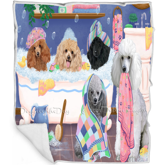 Rub A Dub Dogs In A Tub Poodles Dog Blanket BLNKT130710