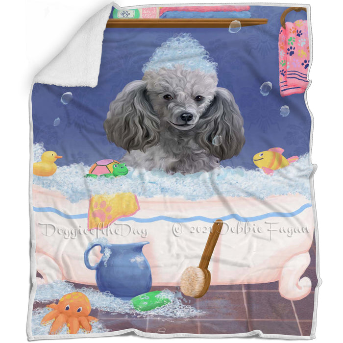 Rub A Dub Dog In A Tub Poodle Dog Blanket BLNKT143131