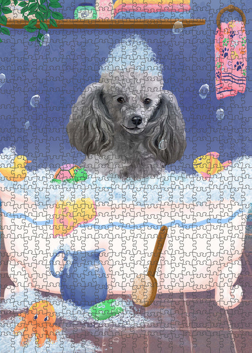 Rub A Dub Dog In A Tub Poodle Dog Portrait Jigsaw Puzzle for Adults Animal Interlocking Puzzle Game Unique Gift for Dog Lover's with Metal Tin Box PZL334