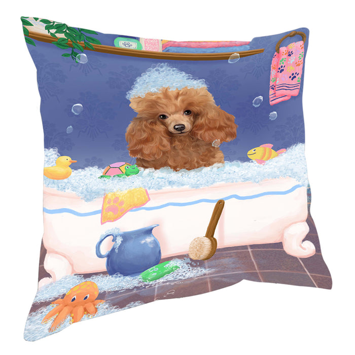 Rub A Dub Dog In A Tub Poodle Dog Pillow with Top Quality High-Resolution Images - Ultra Soft Pet Pillows for Sleeping - Reversible & Comfort - Ideal Gift for Dog Lover - Cushion for Sofa Couch Bed - 100% Polyester, PILA90712