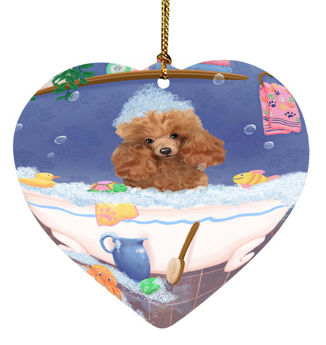 Rub A Dub Dog In A Tub Poodle Dog Heart Christmas Ornament HPORA58659