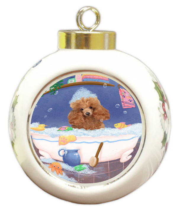 Rub A Dub Dog In A Tub Poodle Dog Round Ball Christmas Ornament RBPOR58643