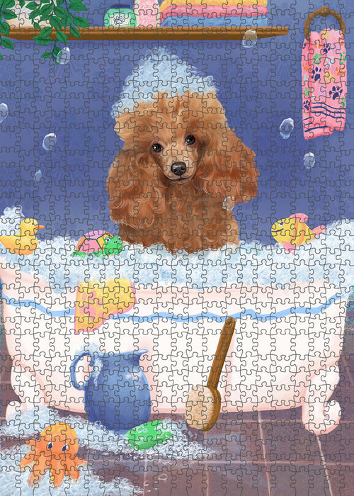 Rub A Dub Dog In A Tub Poodle Dog Portrait Jigsaw Puzzle for Adults Animal Interlocking Puzzle Game Unique Gift for Dog Lover's with Metal Tin Box PZL331