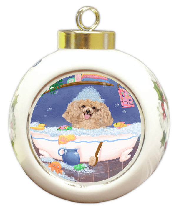 Rub A Dub Dog In A Tub Poodle Dog Round Ball Christmas Ornament RBPOR58644