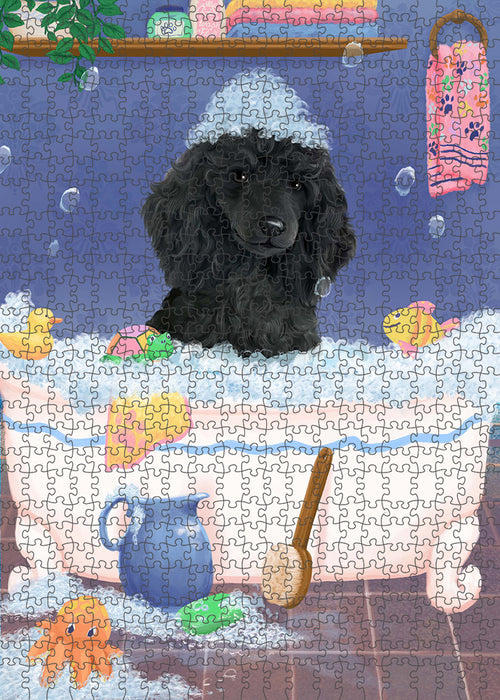 Rub A Dub Dog In A Tub Poodle Dog Portrait Jigsaw Puzzle for Adults Animal Interlocking Puzzle Game Unique Gift for Dog Lover's with Metal Tin Box PZL333