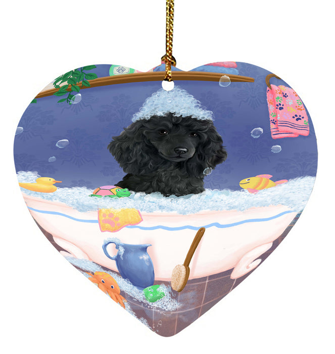 Rub A Dub Dog In A Tub Poodle Dog Heart Christmas Ornament HPORA58661