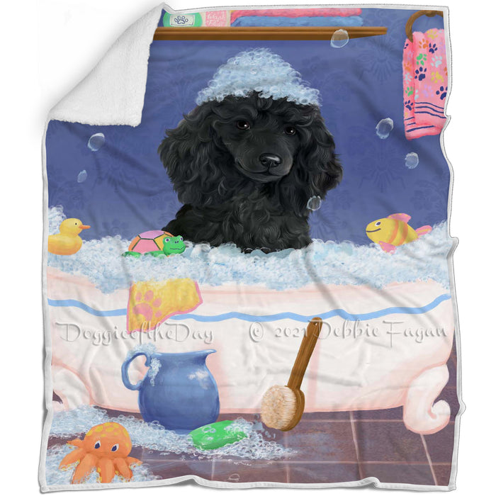 Rub A Dub Dog In A Tub Poodle Dog Blanket BLNKT143130