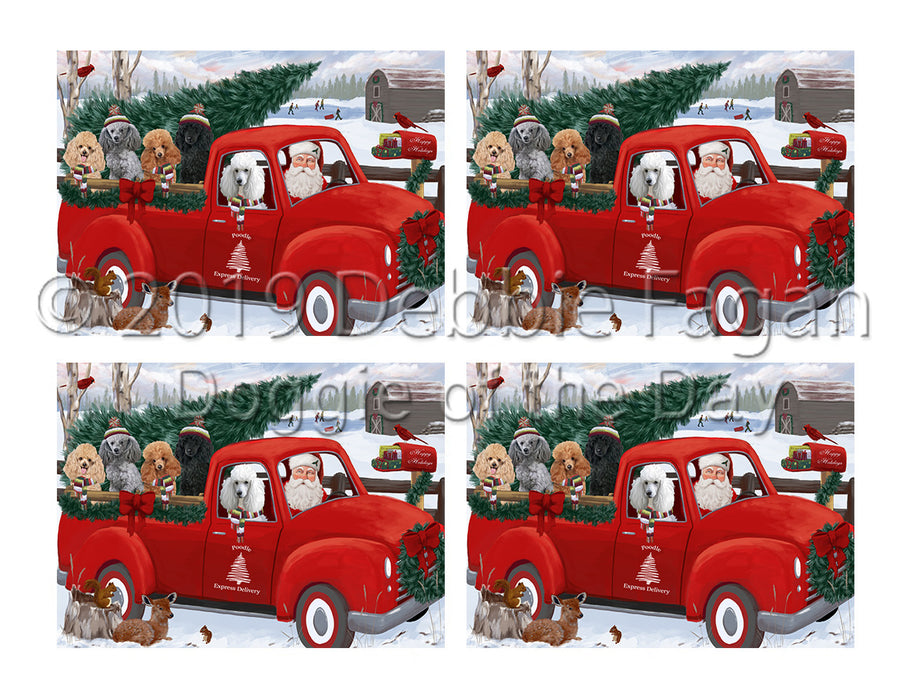 Christmas Santa Express Delivery Red Truck Poodle Dogs Placemat