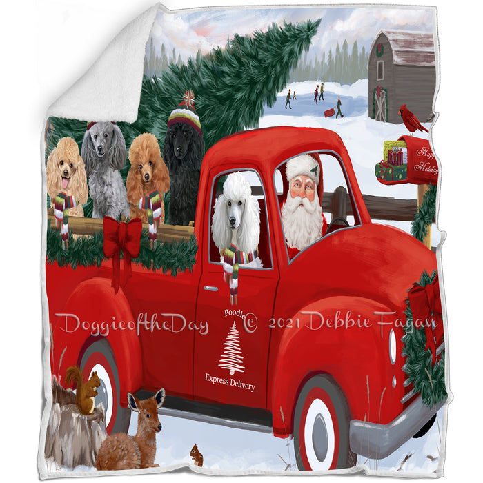 Christmas Santa Express Delivery Red Truck Poodles Dog Family Blanket BLNKT112872