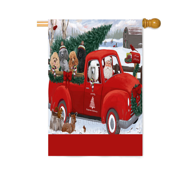 Personalized Christmas Santa Red Truck Express Delivery Poodle Dogs Custom House Flag FLG-DOTD-A57728