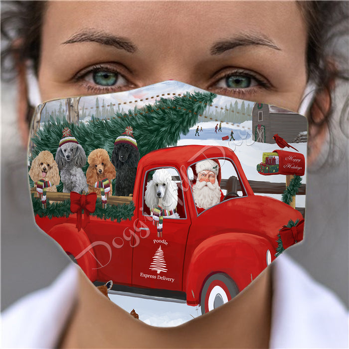 Christmas Santa Express Delivery Red Truck Poodle Dogs Face Mask FM48462