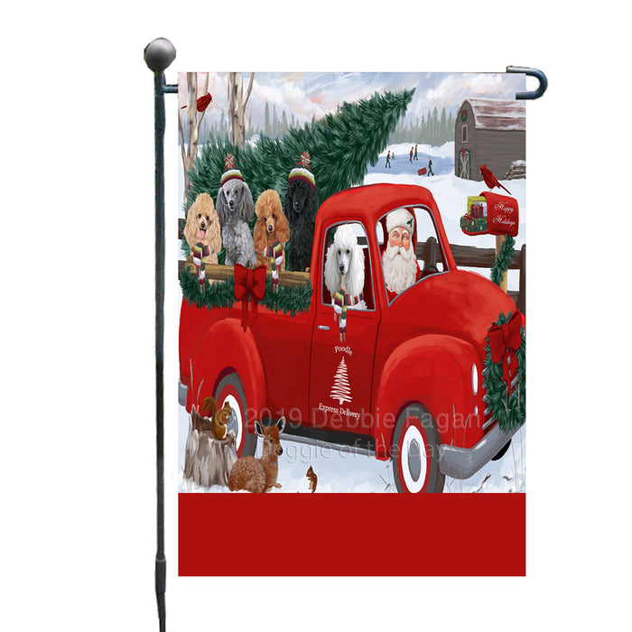 Personalized Christmas Santa Red Truck Express Delivery Poodle Dogs Custom Garden Flags GFLG-DOTD-A57672