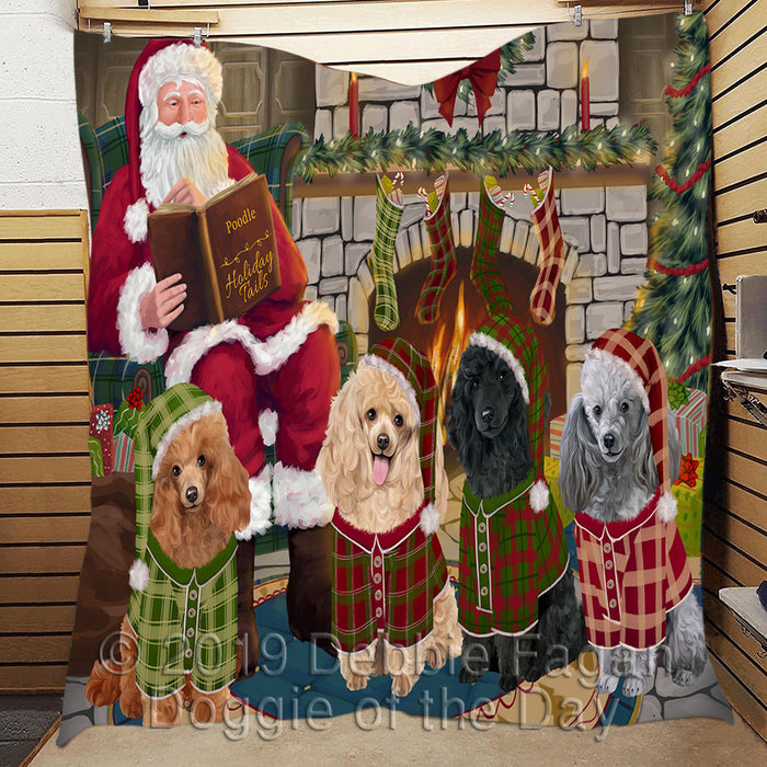 Christmas Cozy Holiday Fire Tails Poodle Dogs Quilt