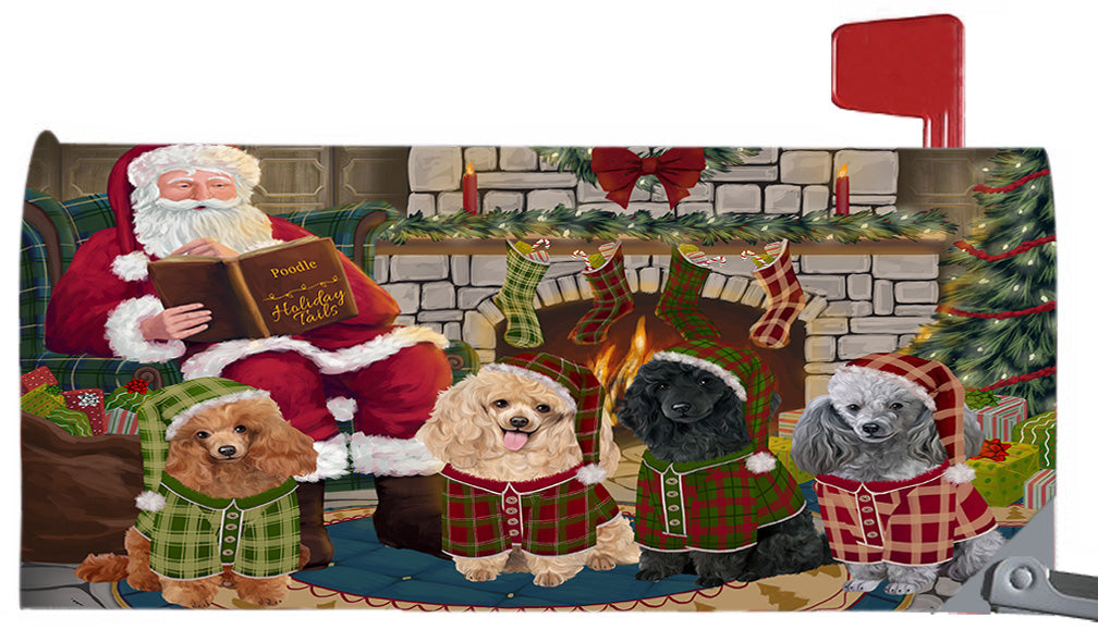 Christmas Cozy Holiday Fire Tails Poodle Dogs 6.5 x 19 Inches Magnetic Mailbox Cover Post Box Cover Wraps Garden Yard Décor MBC48923
