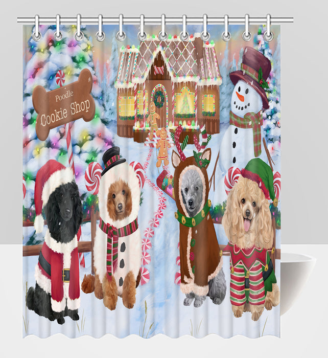 Holiday Gingerbread Cookie Poodle Dogs Shower Curtain