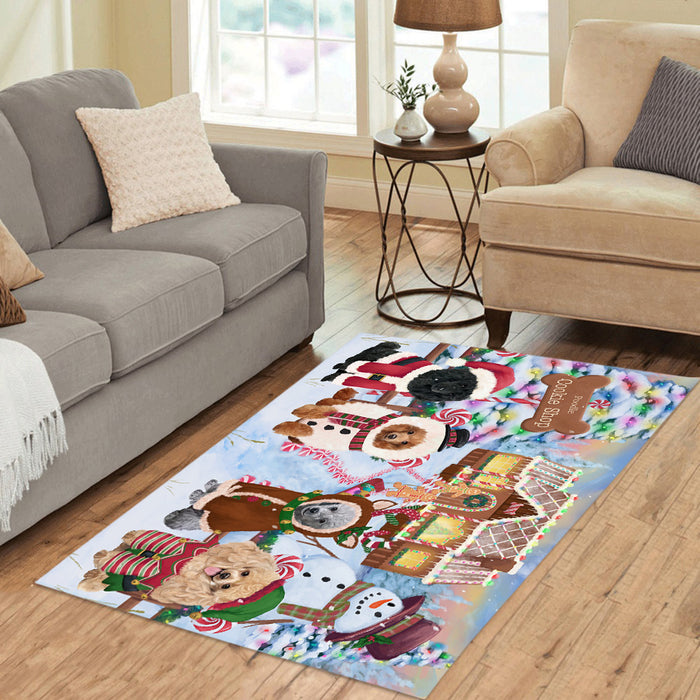 Holiday Gingerbread Cookie Poodle Dogs Area Rug