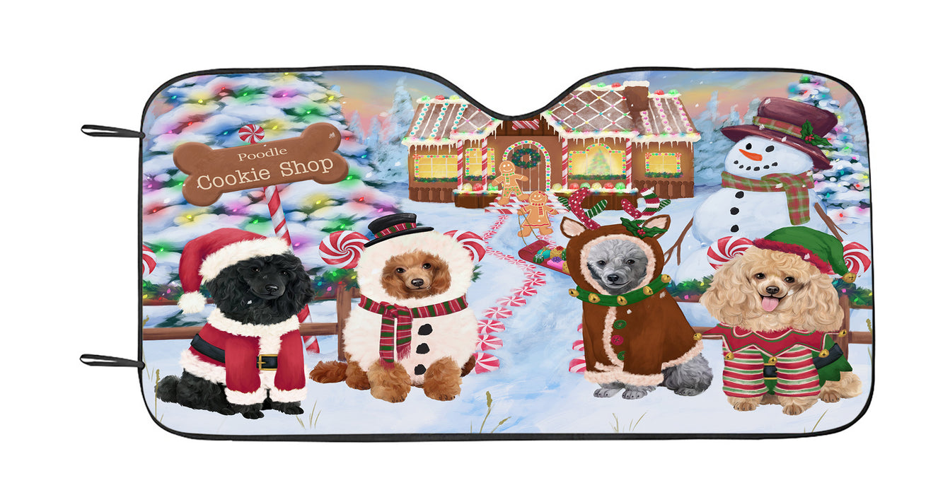 Holiday Gingerbread Cookie Poodle Dogs Car Sun Shade