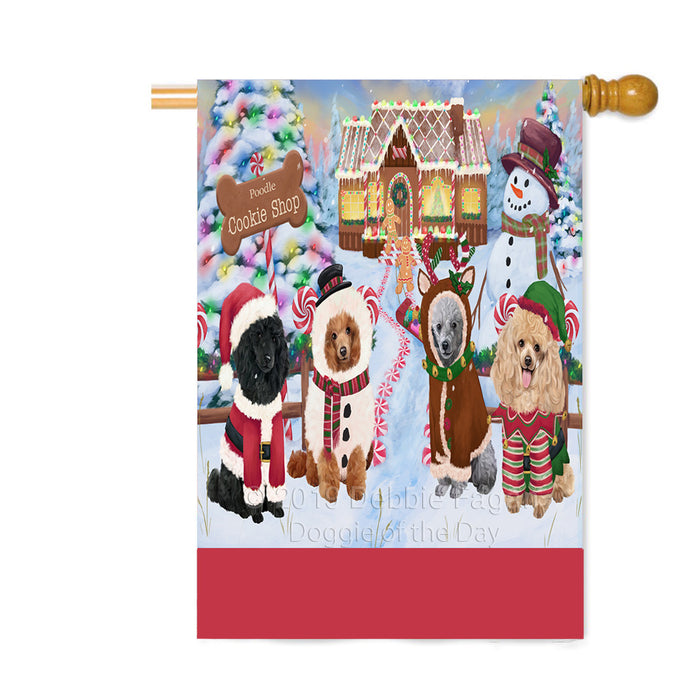 Personalized Holiday Gingerbread Cookie Shop Poodle Dogs Custom House Flag FLG-DOTD-A59282