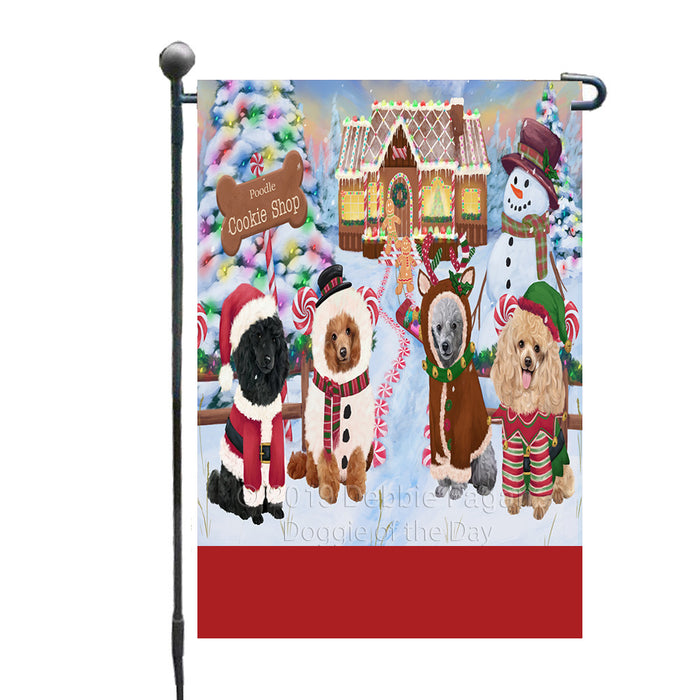 Personalized Holiday Gingerbread Cookie Shop Poodle Dogs Custom Garden Flags GFLG-DOTD-A59226