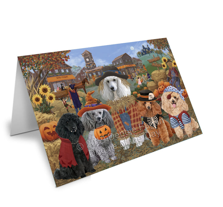 Halloween 'Round Town Poodle Dogs Handmade Artwork Assorted Pets Greeting Cards and Note Cards with Envelopes for All Occasions and Holiday Seasons GCD78419