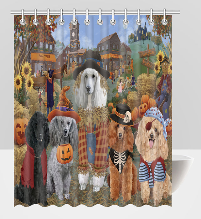 Halloween 'Round Town Poodle Dogs Shower Curtain