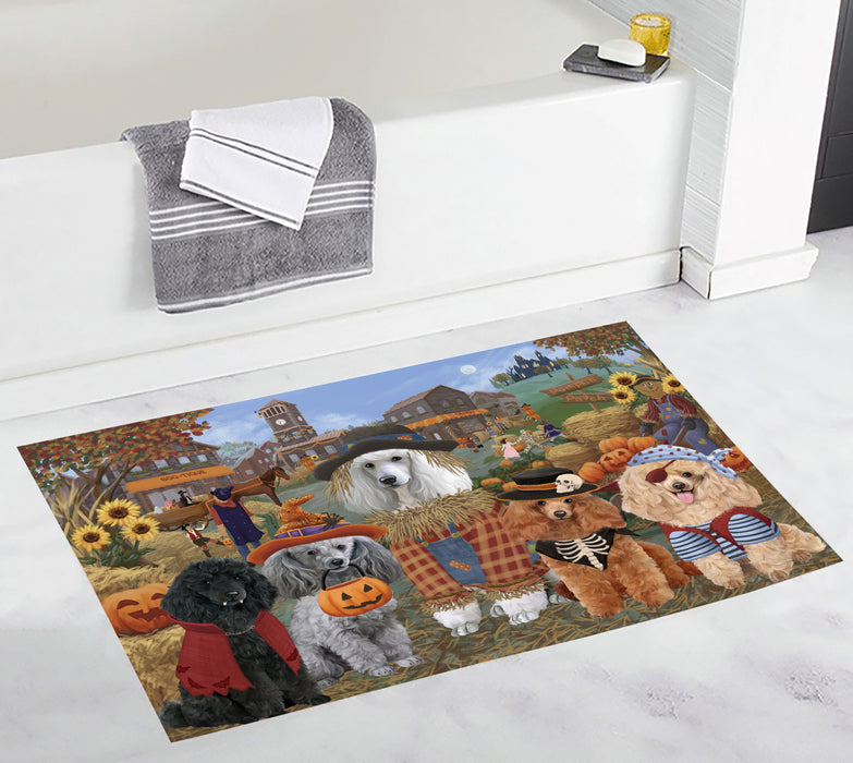Halloween 'Round Town and Fall Pumpkin Scarecrow Both Poodle Dogs Bath Mat