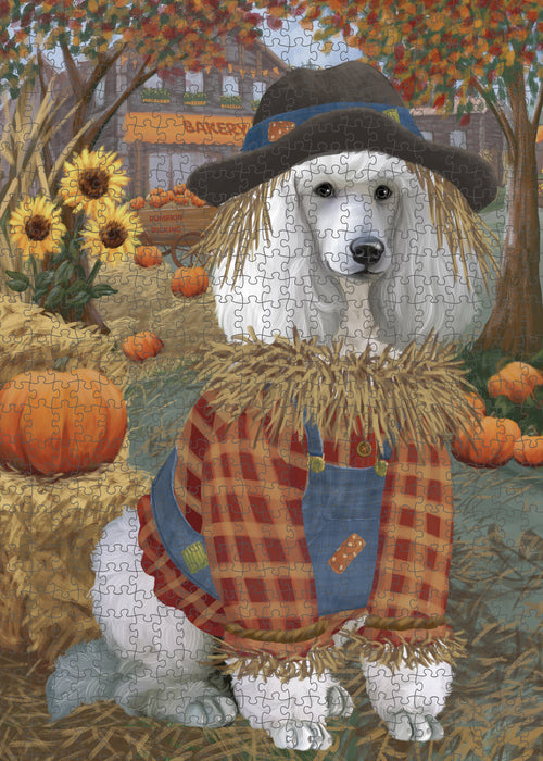 Fall Pumpkin Scarecrow Poodle Dogs Puzzle with Photo Tin PUZL98976