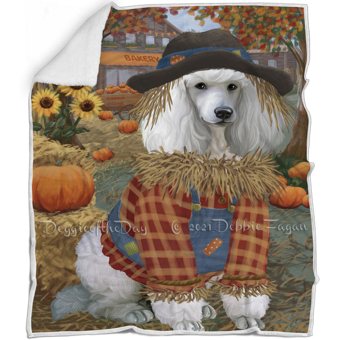 Halloween 'Round Town And Fall Pumpkin Scarecrow Both Poodle Dogs Blanket BLNKT143623