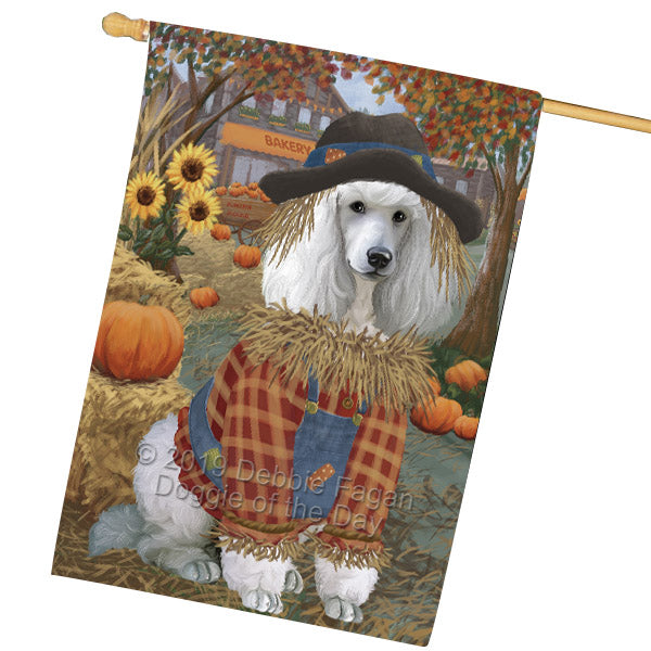 Fall Pumpkin Scarecrow Poodle Dogs House Flag FLG65964