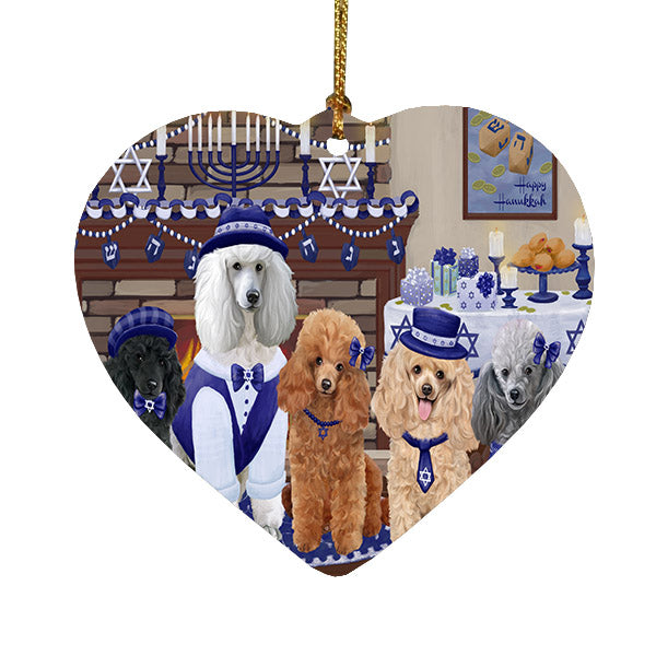 Happy Hanukkah Family Poodle Dogs Heart Christmas Ornament HPOR57721