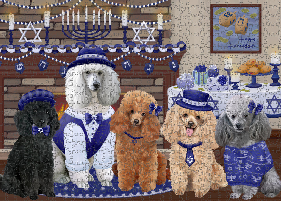 Happy Hanukkah Family Poodle Dogs Puzzle with Photo Tin PUZL98852