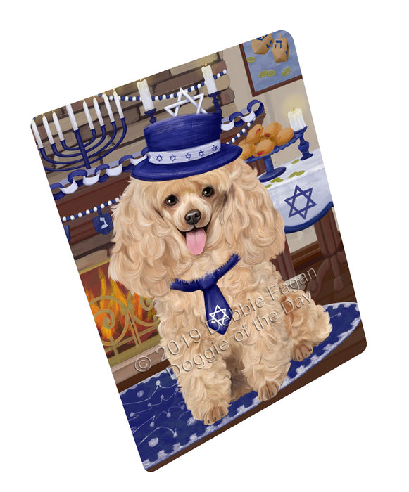 Happy Hanukkah Poodle Dog Cutting Board - For Kitchen - Scratch & Stain Resistant - Designed To Stay In Place - Easy To Clean By Hand - Perfect for Chopping Meats, Vegetables