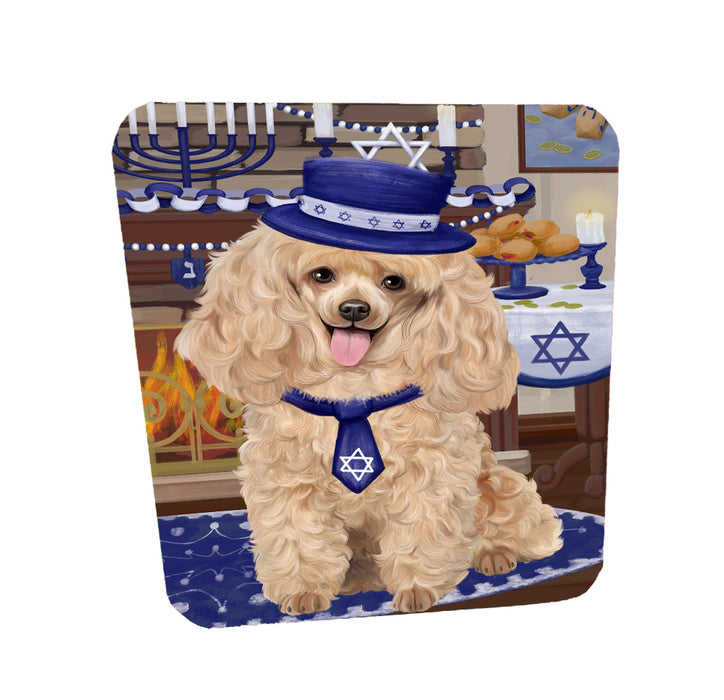 Happy Hanukkah Family Poodle Dogs Coasters Set of 4 CSTA58749