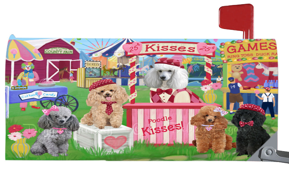 Carnival Kissing Booth Poodle Dogs Magnetic Mailbox Cover Both Sides Pet Theme Printed Decorative Letter Box Wrap Case Postbox Thick Magnetic Vinyl Material