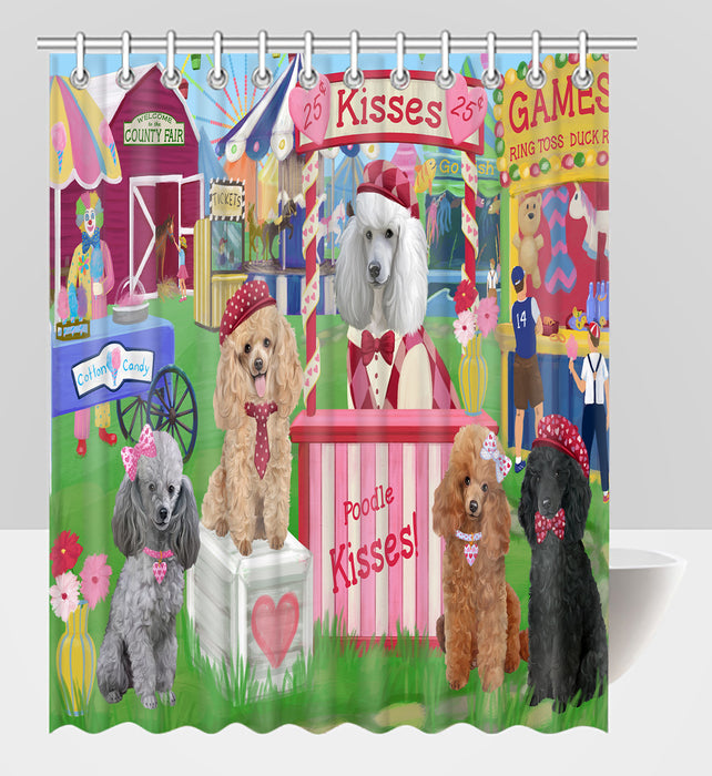 Carnival Kissing Booth Poodle Dogs Shower Curtain
