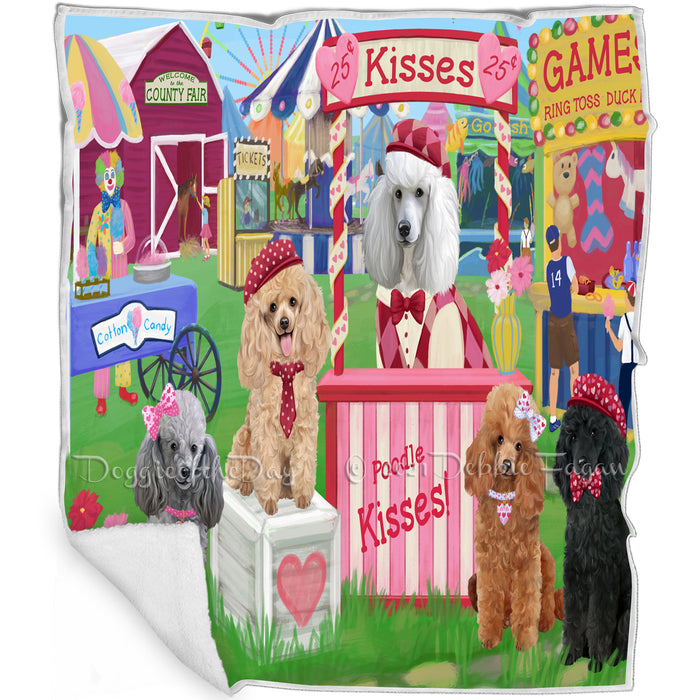 Carnival Kissing Booth Poodles Dog Blanket BLNKT122646