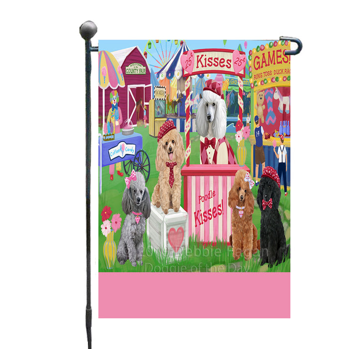 Personalized Carnival Kissing Booth Poodle Dogs Custom Garden Flag GFLG64304