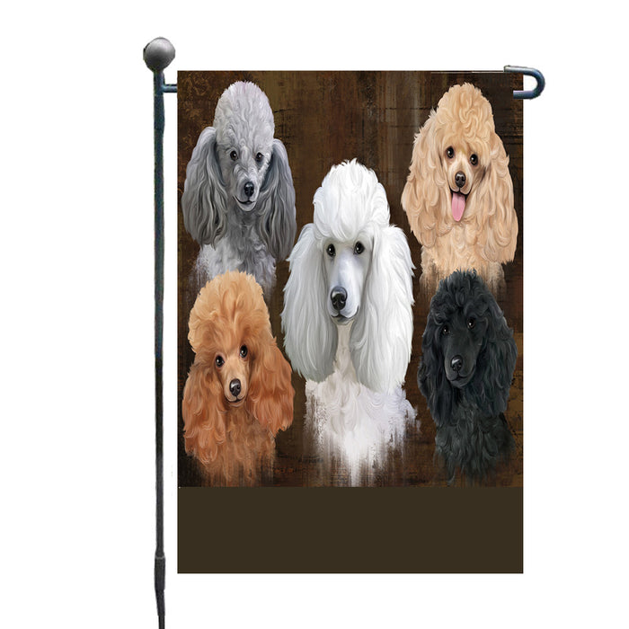 Personalized Rustic 5 Poodle Dogs Custom Garden Flags GFLG-DOTD-A62567